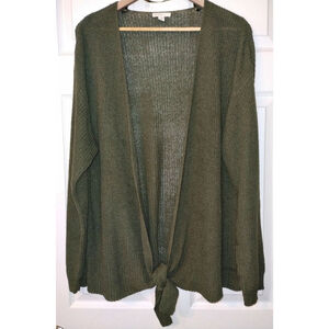 Women's EST. 1946 Green Knit Tie-Front Cardigan Plus Size 22/24W